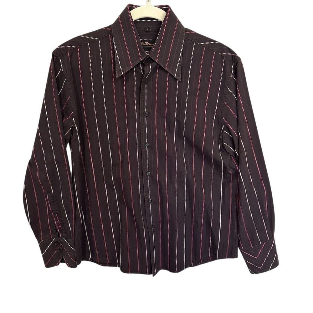 Ben Sherman‎ Men's M purple Red Striped Long Sleeve Button-Up Shirt